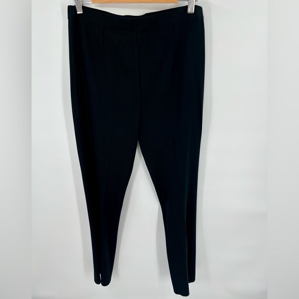 Ming Wang women’s pull on black acrylic narrow leg pleated pant size M NWT